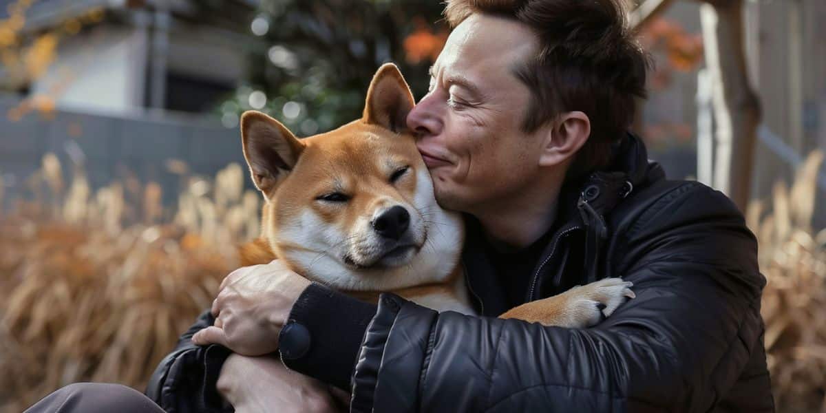 Elon Musk, Shiba Inu cinsi bir köpeği kucaklayarak sevgi dolu bir an yaşıyor. Dogecoin ile ilgili bir bağ kurabilir.